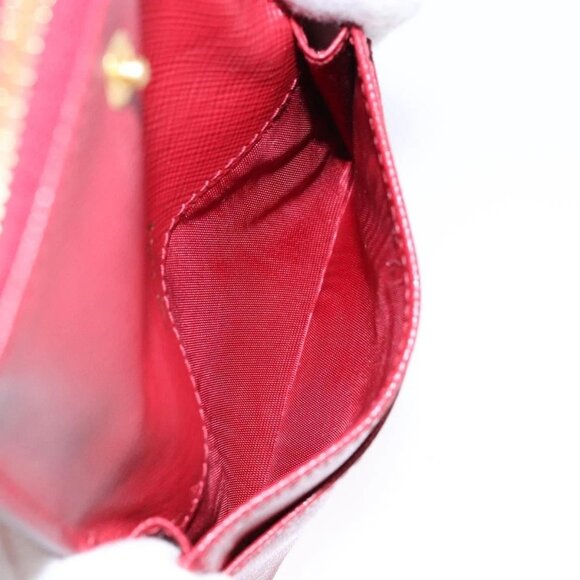 PRADA Card Case Safiano leather Red Gold Auth 140692 - Picture 11 of 16